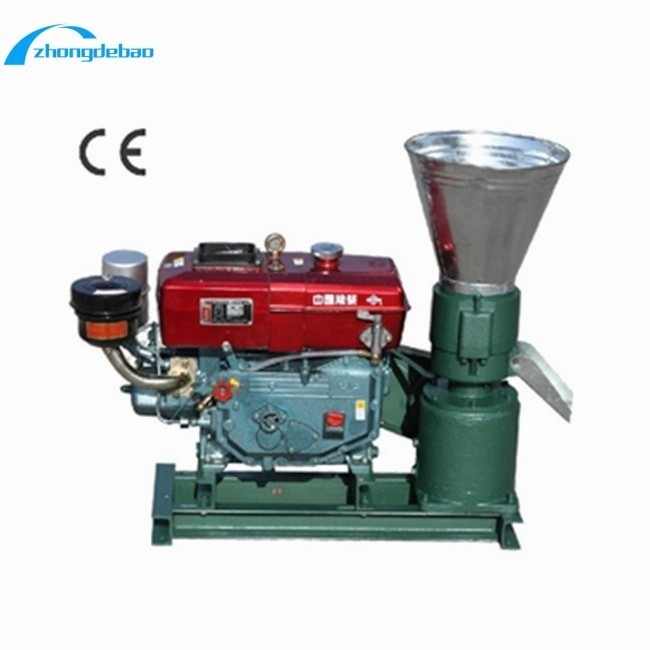 ডিজেল ইঞ্জিন পাওয়ার টাইপ 10HP পশু খাদ্য পেল্ট প্রক্রিয়াকরণ মেশিন 90-120kg/h আউটপুট ফিড পেল্ট তৈরির মেশিন